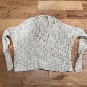 Free People Boho Cream Chunky Knit Textured Cardigan Oversized Slouchy Size XS